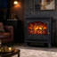 3-Sided Freestanding Electric Fireplace, Modern Space-Saving Fireplace Heater with Adjustable Flame