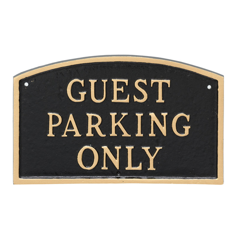 Guest Parking Only Statement Garden Plaque, Black/Gold, 10" h x 15" W x 0.25" D
