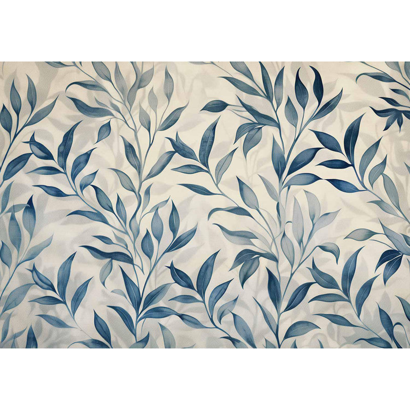Adhésif mural pelez et collez - Feuilles en bleu, L 55 po x l 77 po