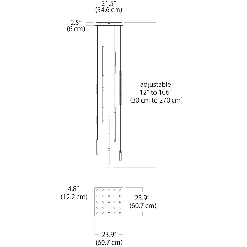 Steelos 25 - Light Cluster Cylinder LED Pendant, Matte Black