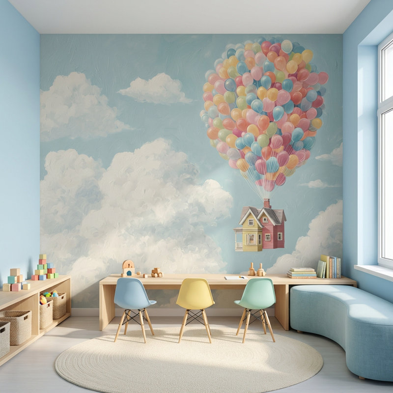 Décoration murale amovible "Whimsical Sky", 120 po x 96 po, Non tissé