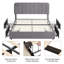 Double Size Upholstered Beds, Modern Platform Bed Frame With Adjustable Headboard And 4 Storage Drawers, Wooden Slats Support, No Box Spring Needed-1534617206