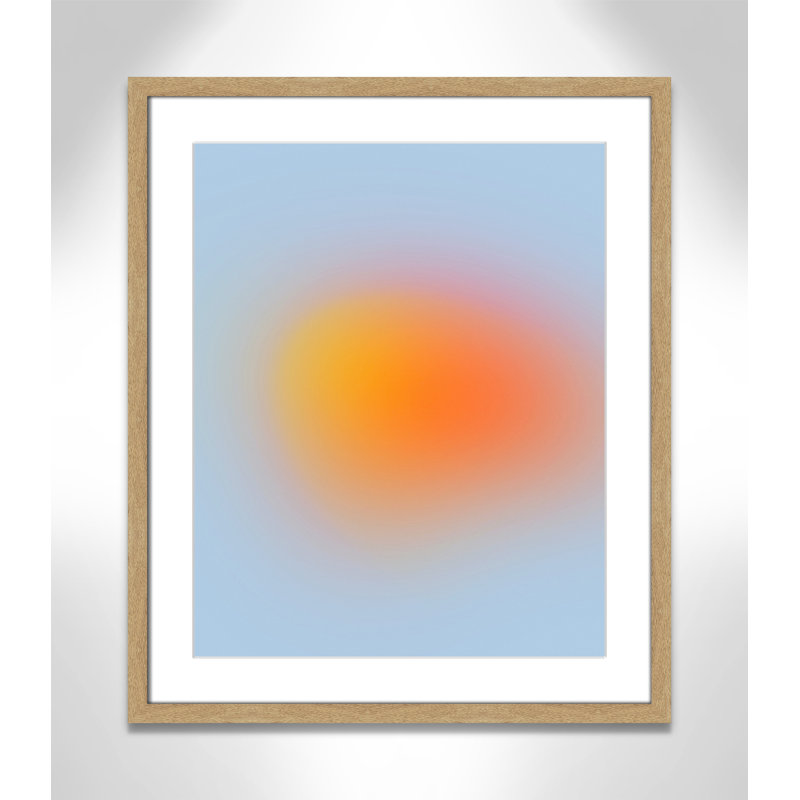 Imprimé néon orange brillant, Pas de tapis, Cadre photo simple en grain de bois naturel, H 25,5 po x l 21,5 po x P 1,25 po