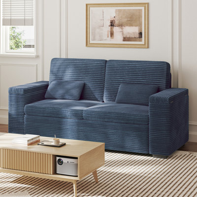 Modern 71-inch 2-seater corduroy sofa with two-arm storage enhances your living space