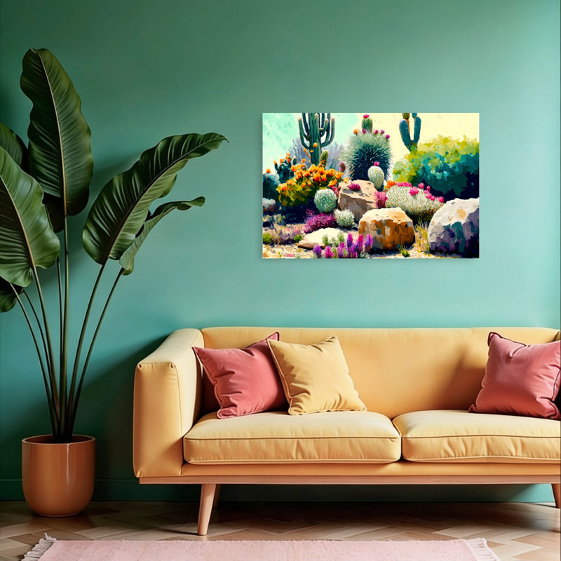 Cactus jardin contemporain vibrant abstrait Cactus paysage de nature succulente