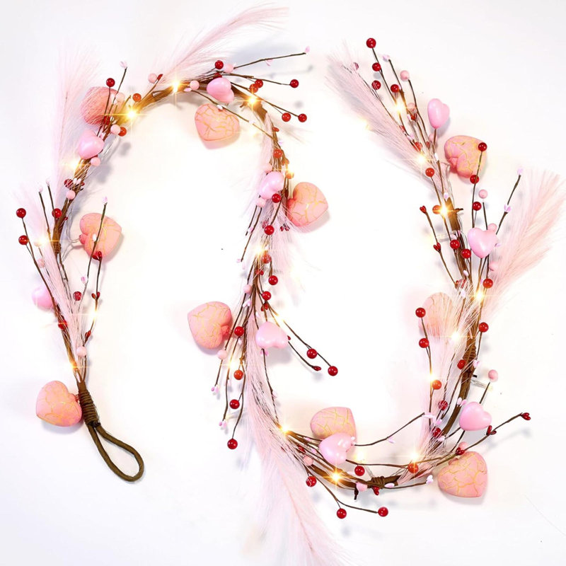 20LED Guirlande de la Saint-Valentin Guirlande de cœur Guirlande pour le manteau de cheminée avec lumières Feather