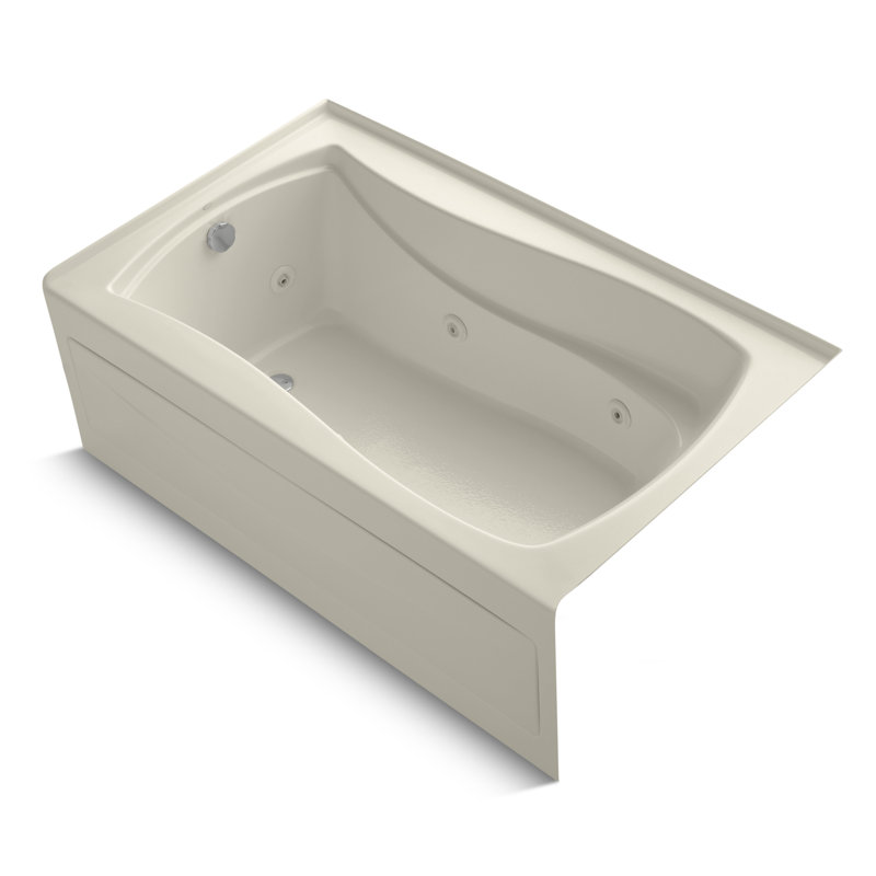 Mariposa® 60" x 36" Alcove/Tile in Whirlpool Acrylic Bathtub, Almond, Left