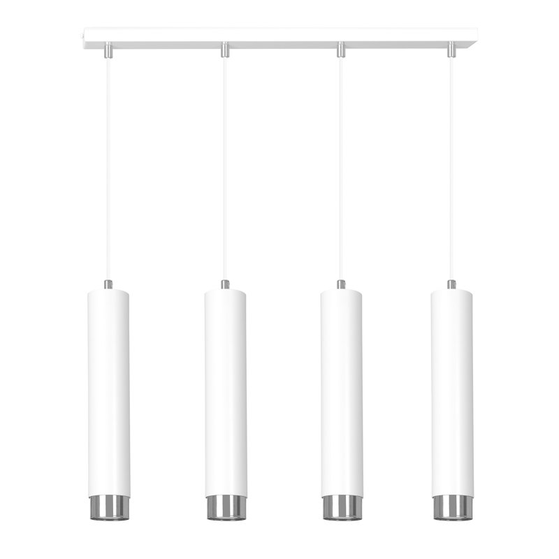 Danbury 4 - Light Cylinder Pendant, White, Chrome