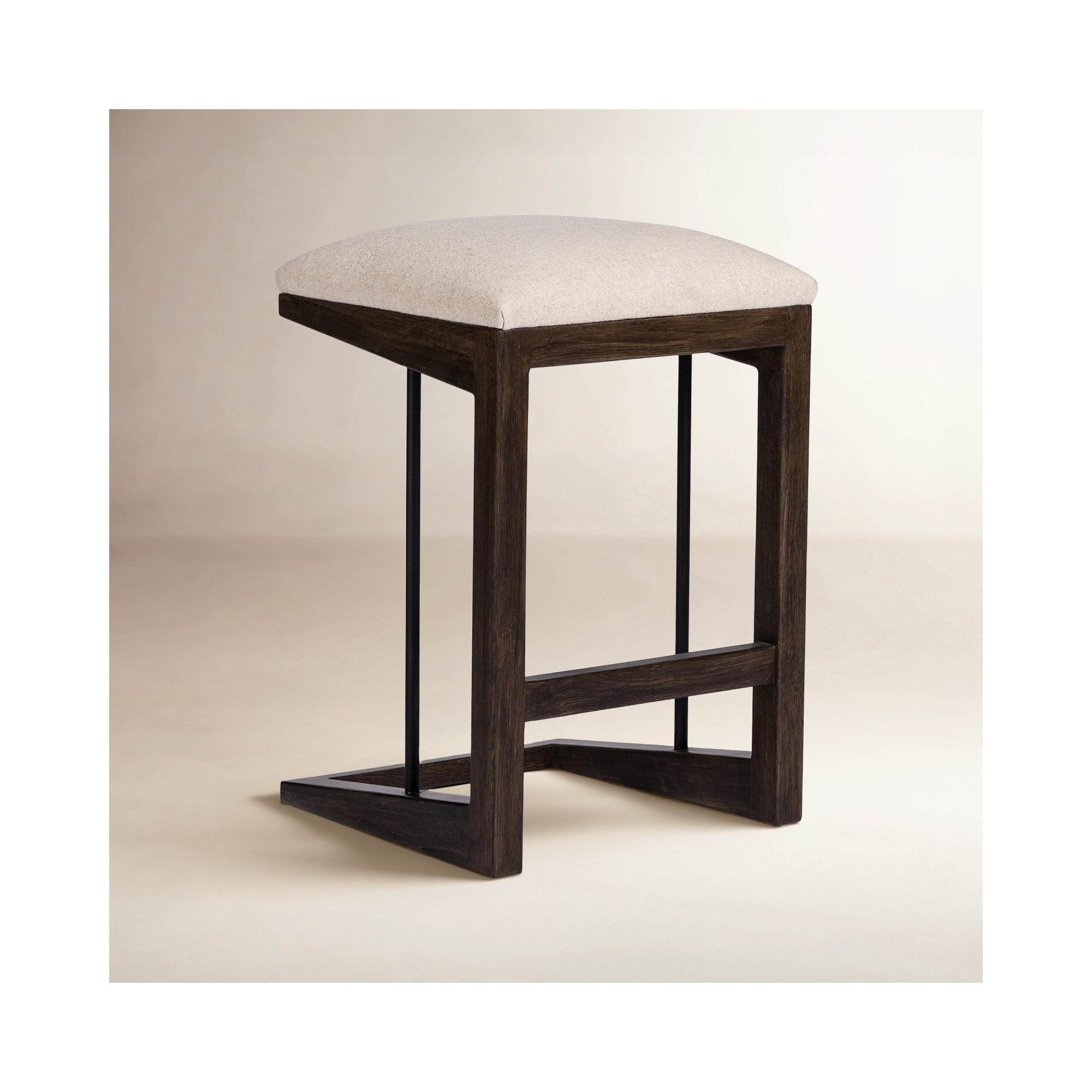 Cicily Bar Stool, Cream, Sienna Brown Oak, Counter Stool (27" Seat Height)