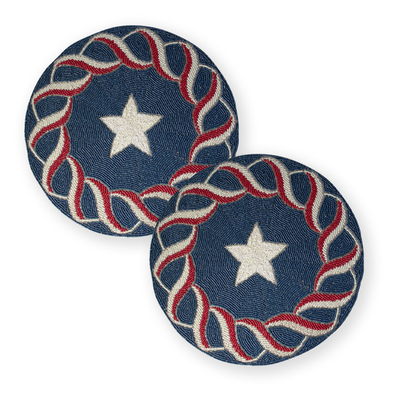 Napperon patriotique rond avec perles USA