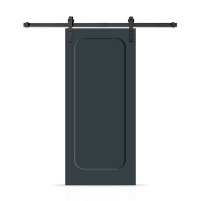 Curved 1 Panel Shaker Painted Composite Modern Interior Sliding Barn Door with Hardware Kit