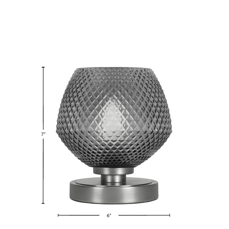 Lampe d'appoint avec verre Luna, Argent, Argent, Noir / transparent