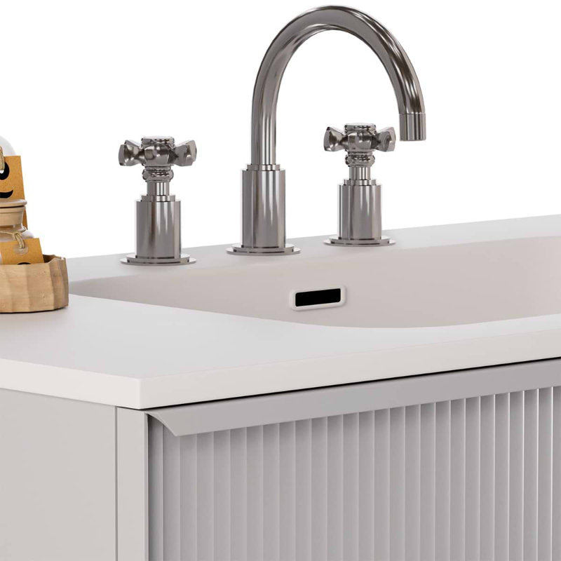 Astor 42" Single Vanity With Integrated White Solid Surfacetop, Pearl, 42"