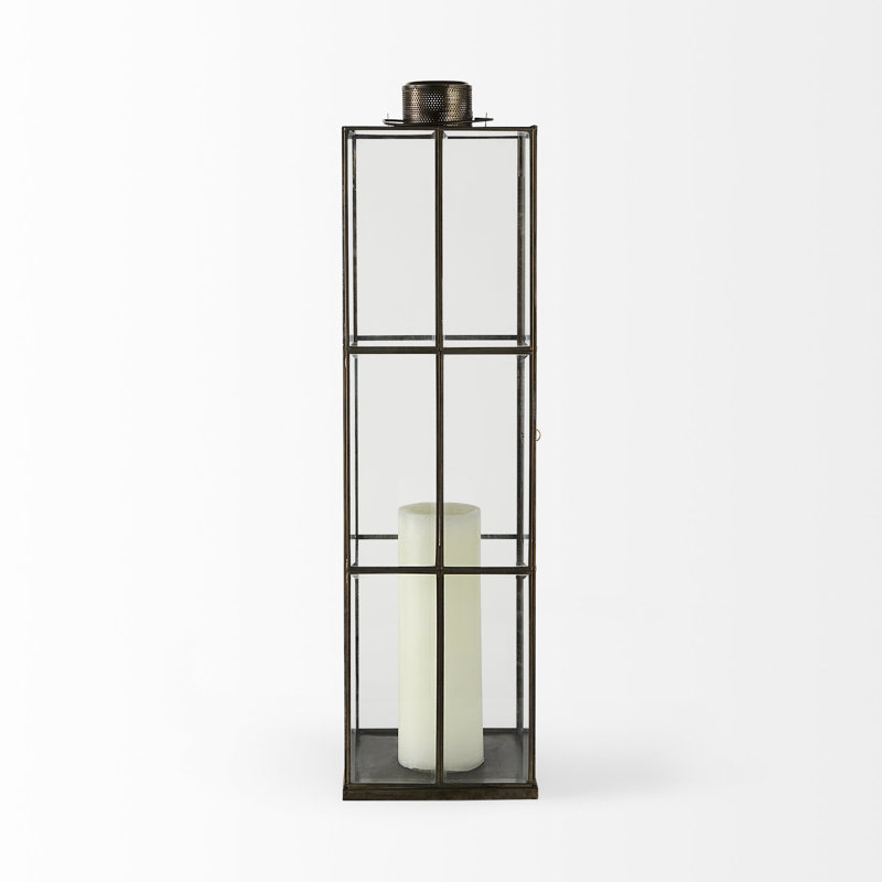 Glass Lantern, 31.1" H x 8.3" W x 8.3" D