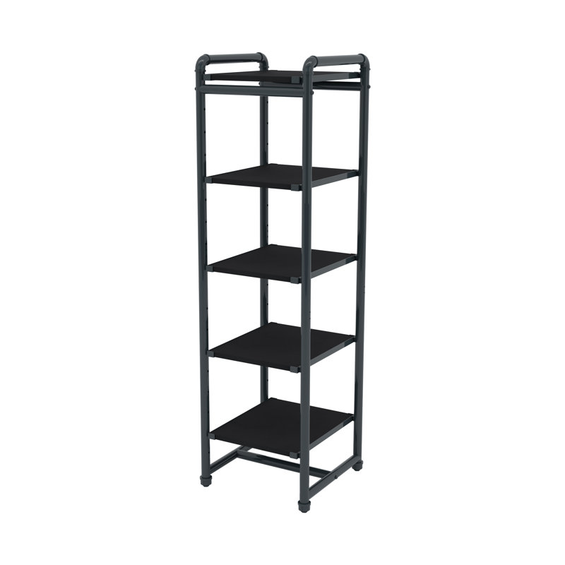 PIPELINE ETAGERE RETAIL DISPLAY - GREY FRAME WITH BLACK SHELVES, Grey/Black