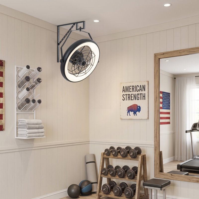 Ventilateur mural extérieur noir de 56,5 cm (22,25 po) avec éclairage DEL RVB et télécommande