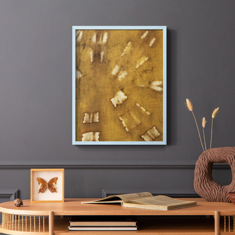 «Turmeric Sunrise III», reproduction encadrée - bois massif, Cadre simple bleu, H 10 po x l 8 po