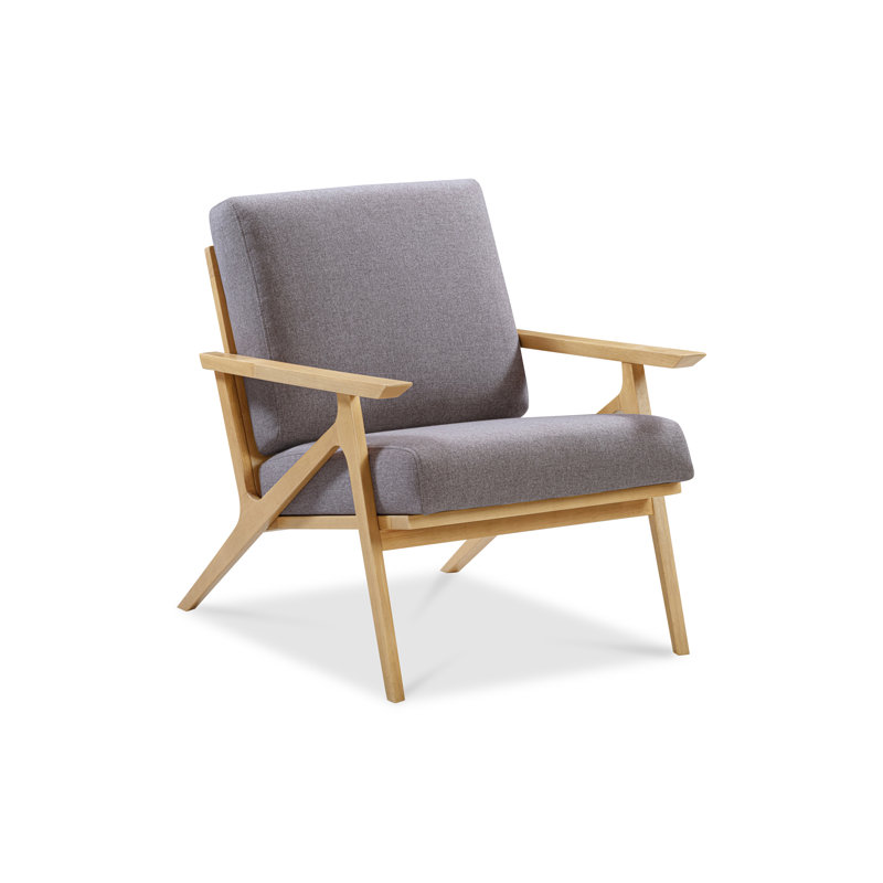 Chaise longue Cue en chêne naturel gris, Polyester gris / naturel