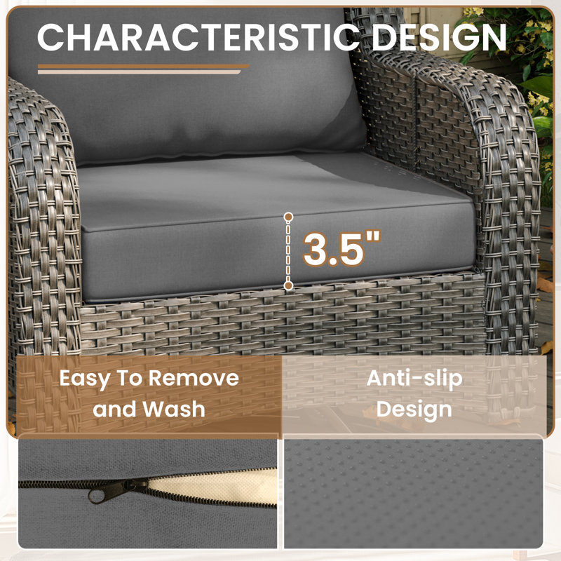 14-Piece Outdoor Sectional Cushions Set, Seat Cushions with Zippered Covers for Patio Furniture, Gray