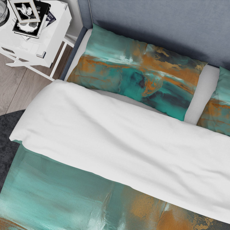Ensemble de housse de couette en microfibre / polyester bleu sarcelle Balance I