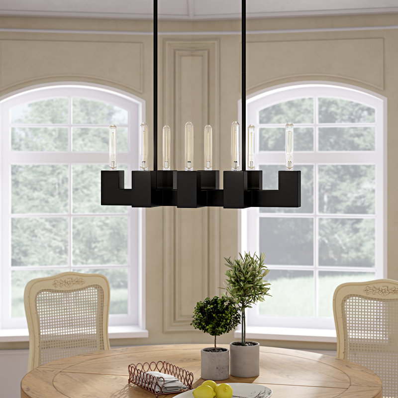 Lustre rectangulaire de style bougie à 8 lumières Jeteron
