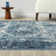 Blue/Ivory Classic Oriental Medallion Machine Washable Rug