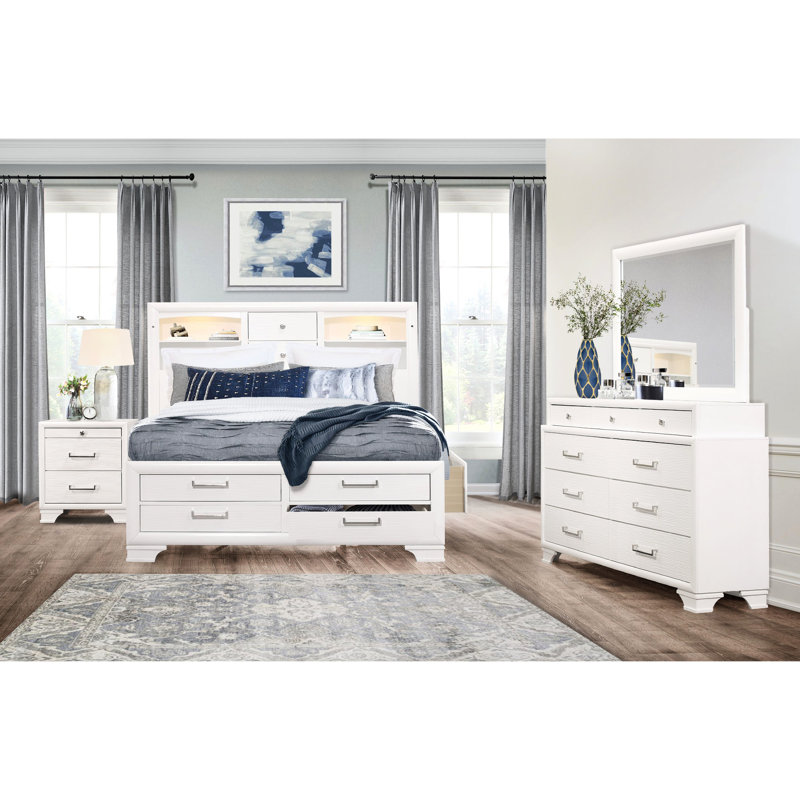 Table de chevet pour chambre à coucher en blanc pur - 41,89 lb, profondeur 23,62 po, bois massif et blanc avec tiroir 18 x 13 5H