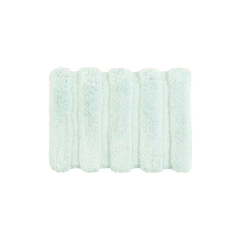 Tapis de bain 17 po x 24 po, 100% filé à la machine, style rayé, doux, décoloré et teint, dossier antidérapant, lavable à la machine pour une rayure de salle de bain confortable