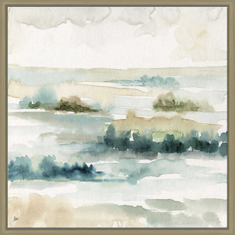 «Pastel Panorama» par Nan - Peinture, L 21,5 po x H 21,5 po, Encadrement brun