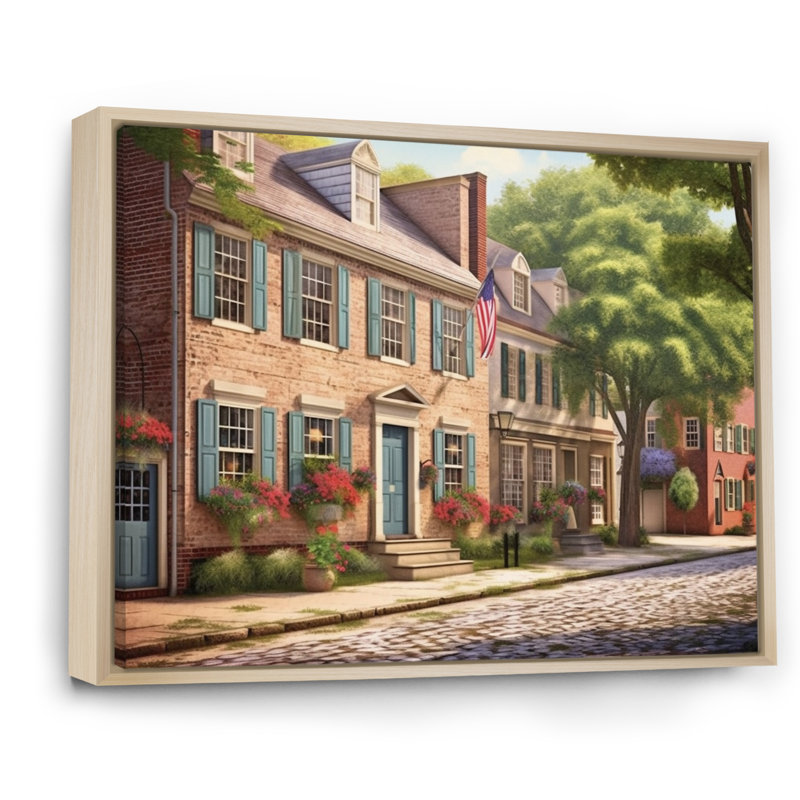 «Delaware 1950S Village I», reproduction d'art sur toile, Cadre naturel flottant, H 12 po x l 20 po x P 1 po