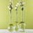 Vase Trio Set of 3 With Teardrop Round and Jug Shapes 18" H With Sage Green Ribbon Sleek And Chic