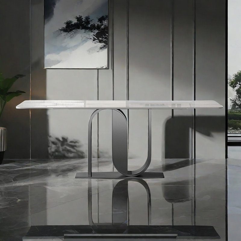 High-end simple rectangular dining table set, 29.5"H x 63"L x 31.5"W