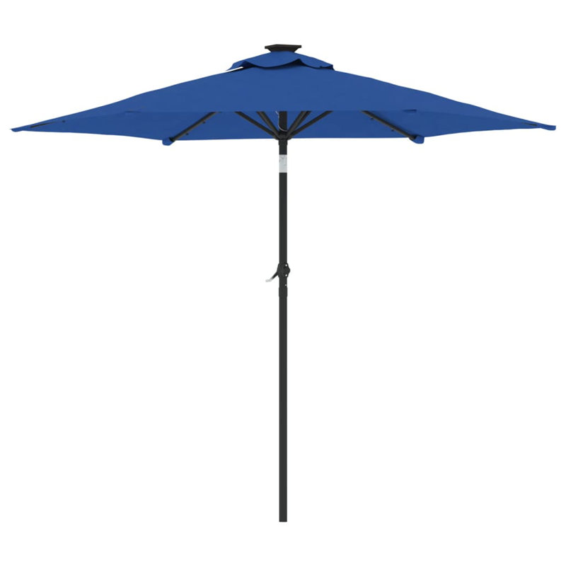 Beach Parasol with Crank Lift, 212cm H x 225cm W x 225cm D, Azure blue