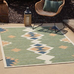 Lauryn Moroccan Green Indoor / Outdoor Area Rug