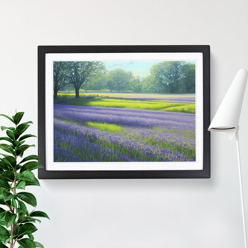 Exceptional Bluebell Field - Single Picture Frame Print, 46cm H x 64cm W x 2cm D, Black