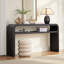 Console 59,4 po en bois avec placage en bois massif et coins arrondis-1720879801