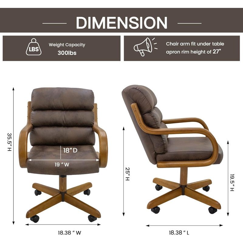 Swivel-Tilt Caster Casual Dining Chair in MOCHA Microfiber with Chestnut