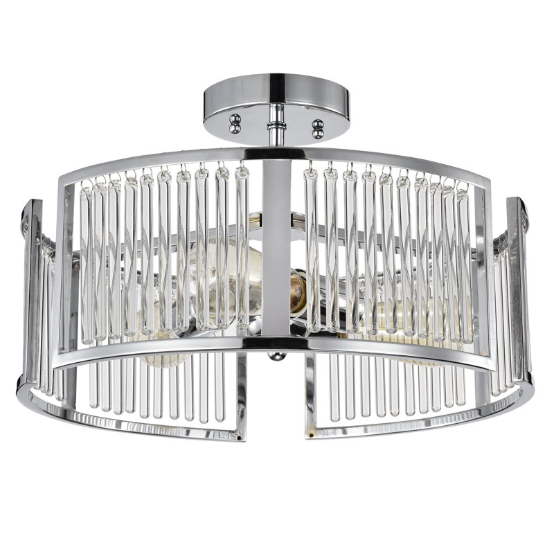Plafonnier semi-encastré 3 lumières 15,75 po VanHouten, Chrome