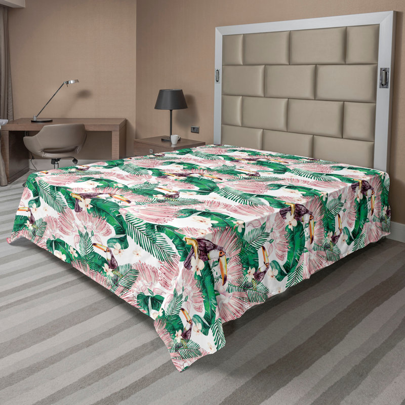 Drap plat Ambesonne Jungle tropicale Toucan, Drap plat pour très grand lit californien