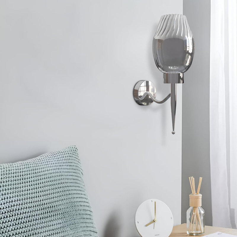 Aletris Glass LED Armed Sconce, Chrome, No