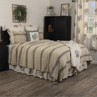 Mill House Stripe Black Queen Coverlet