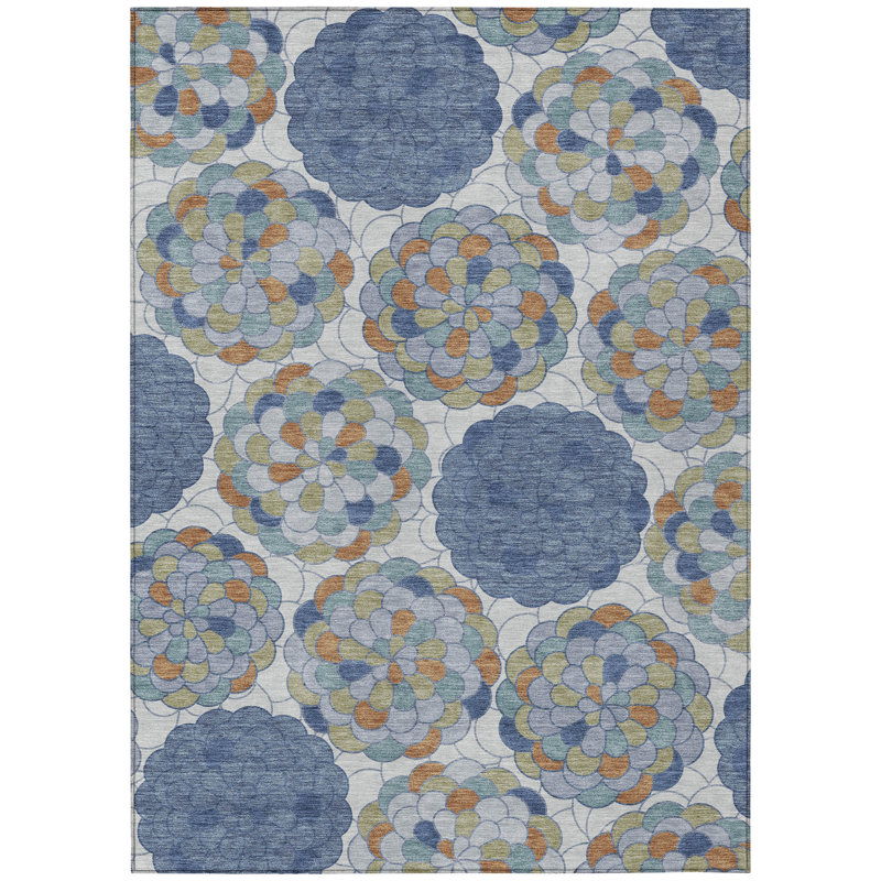 Machine Washable Indoor/Outdoor Chantille ACN2466 Casual Rug, Denim, 2'6" x 3'10"