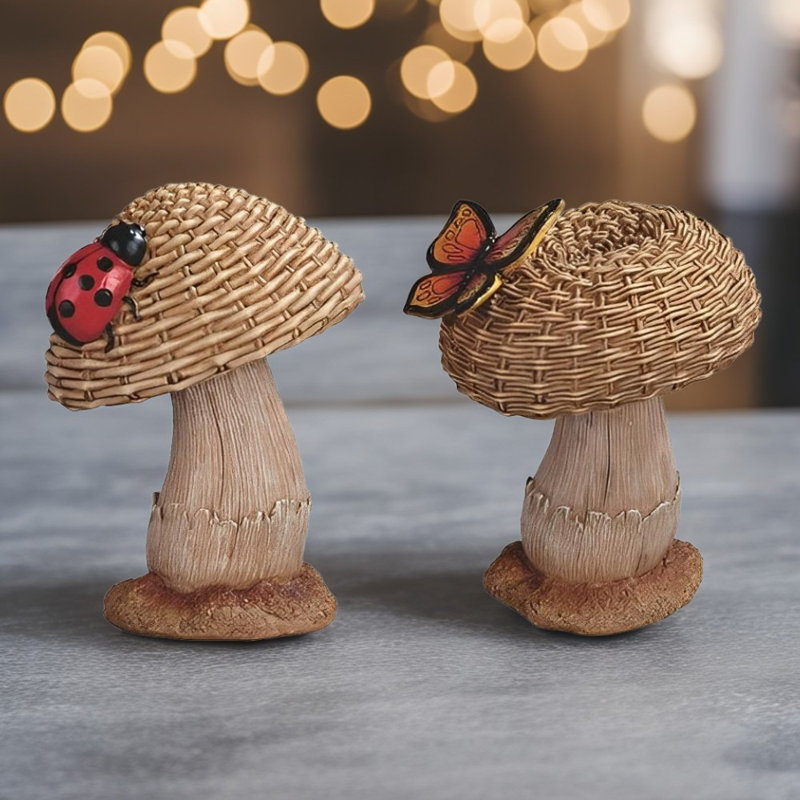 6"H Mushroom Set Figurine
