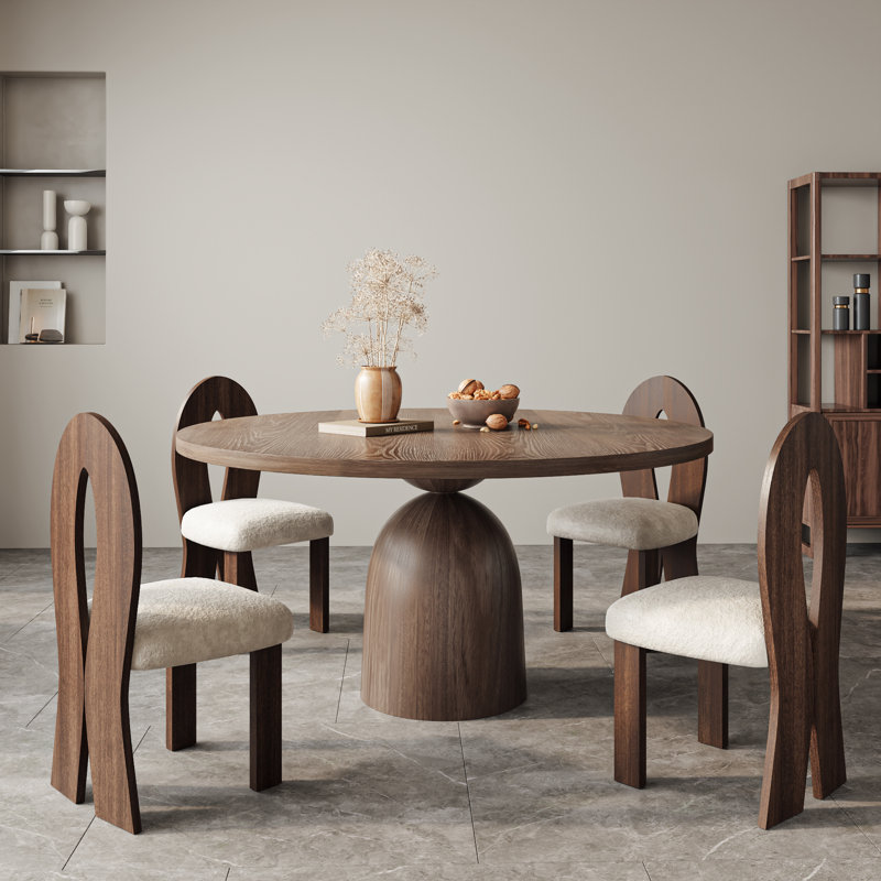Dark Walnut Dining Table Solid Wood Kitchen Table, 29.52" H x 47" L x 47" W