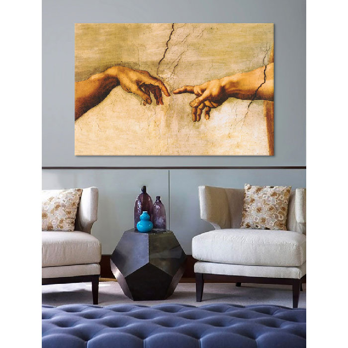 La création d'Adam par Michel-Ange - Galerie panoramique, Toile tendue, H 12 po x l 18 po x P 0,75 po, Sans cadre