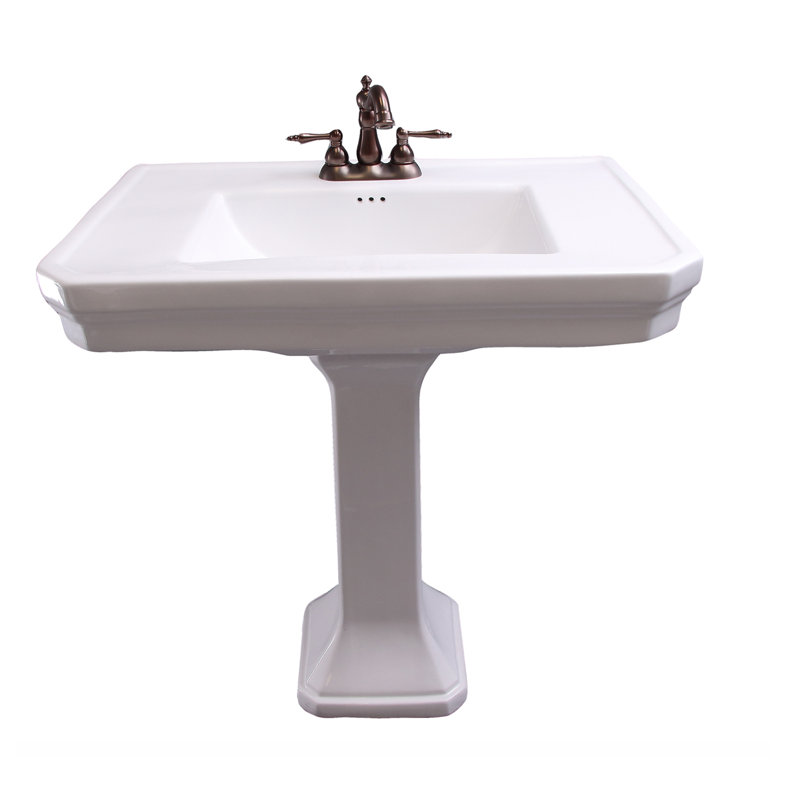 Lavabo de salle de bain rectangulaire en porcelaine vitreuse avec trop-plein 28 po. Corbin, 4 po