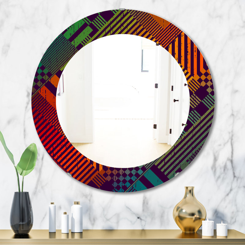 Accent Mirror, 31.5" H x 31.5" W, Grungy Geometric