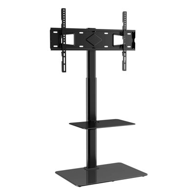 Meuble télé pivotant haut avec base en verre trempé réglable en hauteur pour téléviseurs de 32 à 65 pouces, idéal pour les salons et les chambres à coucher