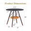Dining Table de salle à manger ronde de style moderne Mid-Century avec 4 pieds en bois de noyer, plateau de table noir et plateau de rangement tissé-128734516