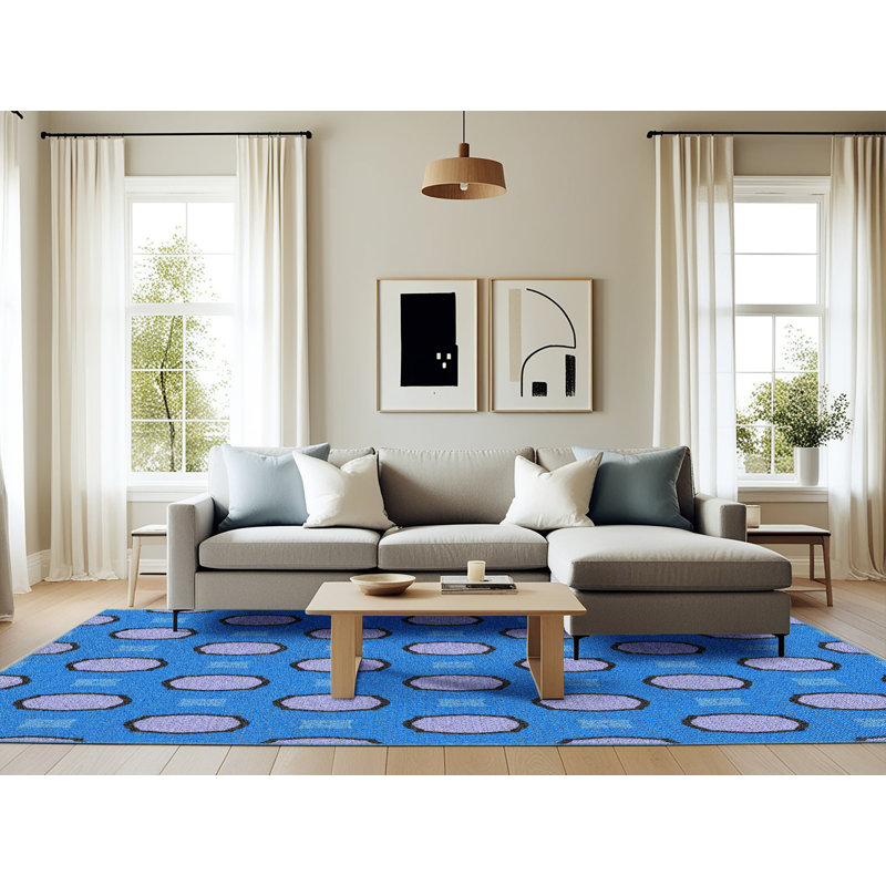 Tapis bleu / violet Power Loom, Rectangle 6 pi x 9 pi